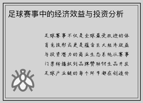 足球赛事中的经济效益与投资分析
