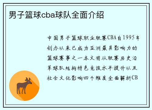 男子篮球cba球队全面介绍